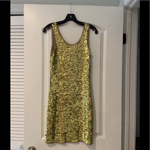 BCBG Gold Sequin Dress BCBG Gold Sequin Dress